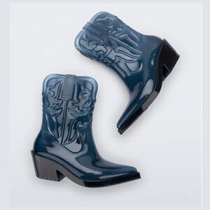 Melissa (brand) Texas Boot, Blue PVC, Size 8, New Without Tags/Box